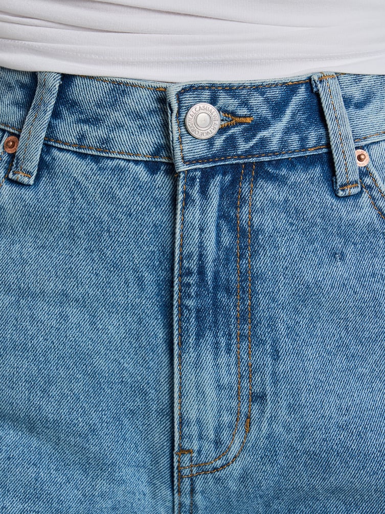 Джинсы широкие с завышенной талией