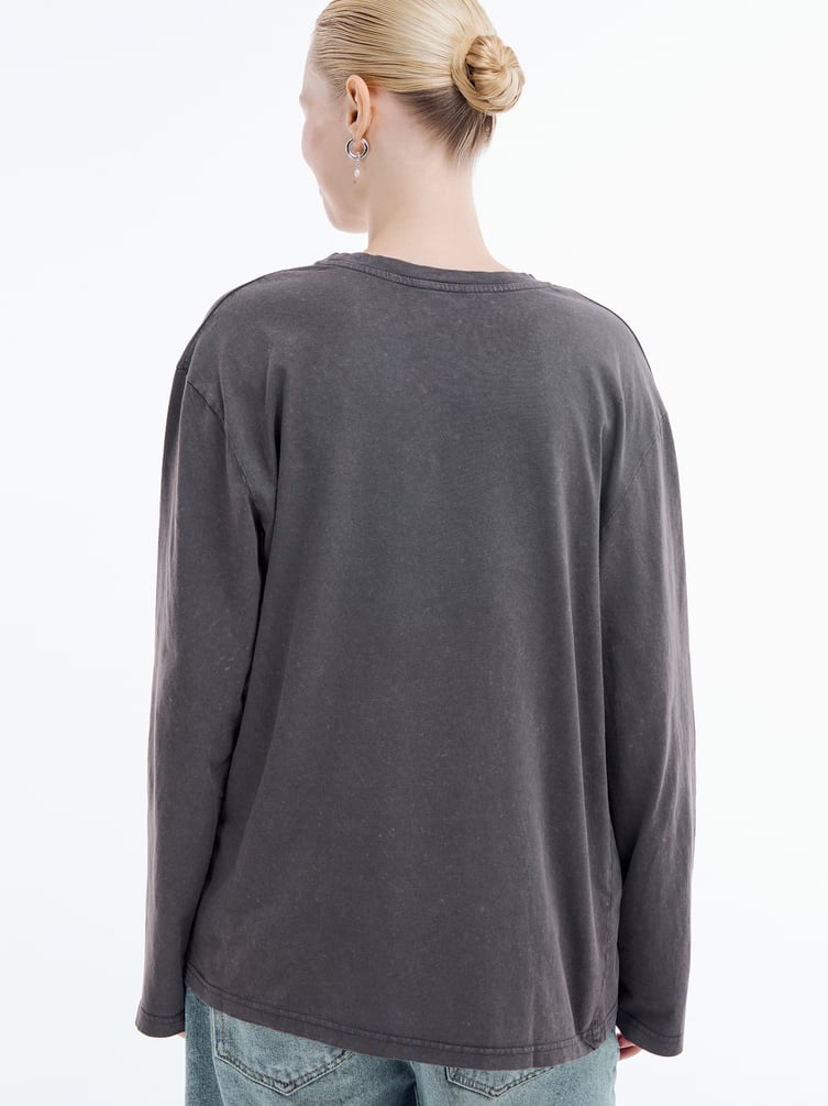 Лонгслив с вареным эффектом и надписью