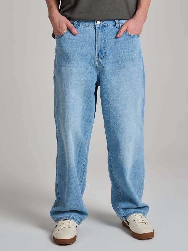 Джинсы багги широкие