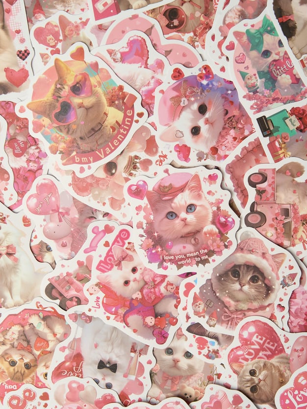 Стикеры - 50 шт. кошки в любви