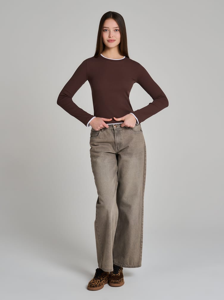 Лонгслив приталенный с длинным рукавом