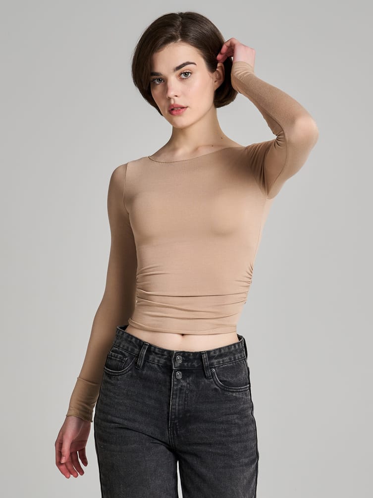 Лонгслив из вискозы с драпировкой