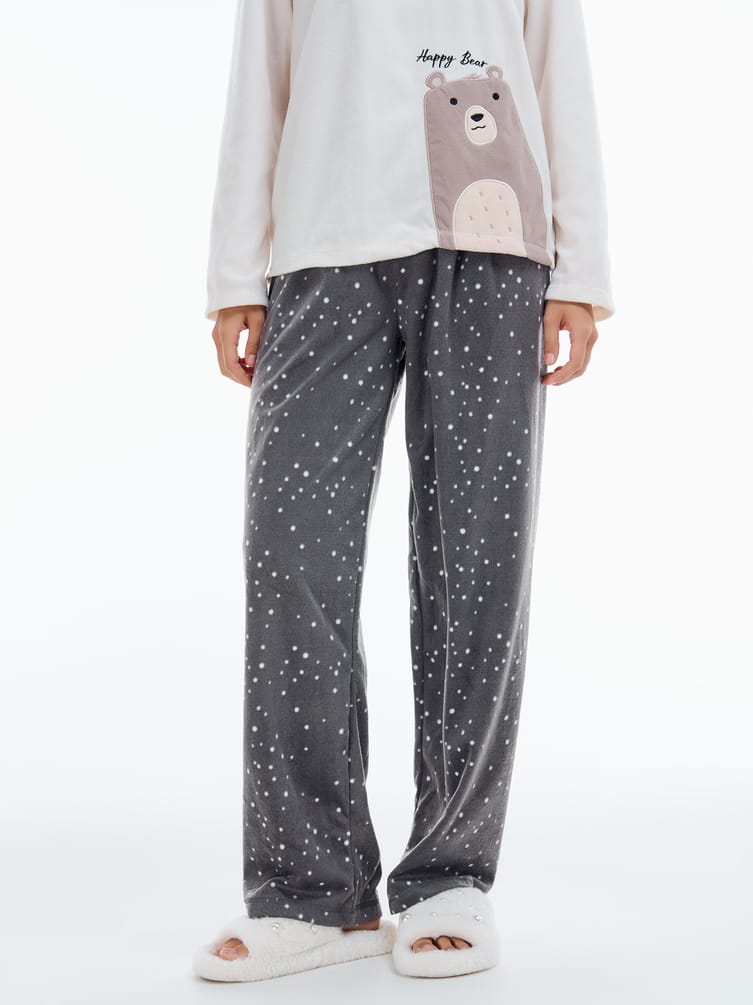 Плюшевая пижама с медведем и брюками