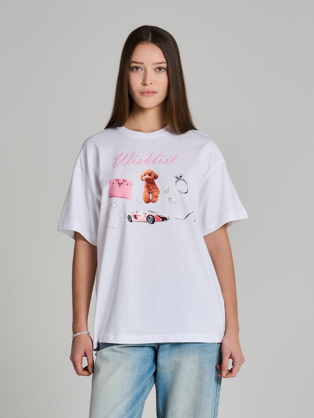 Футболка оверсайз из хлопка с принтом