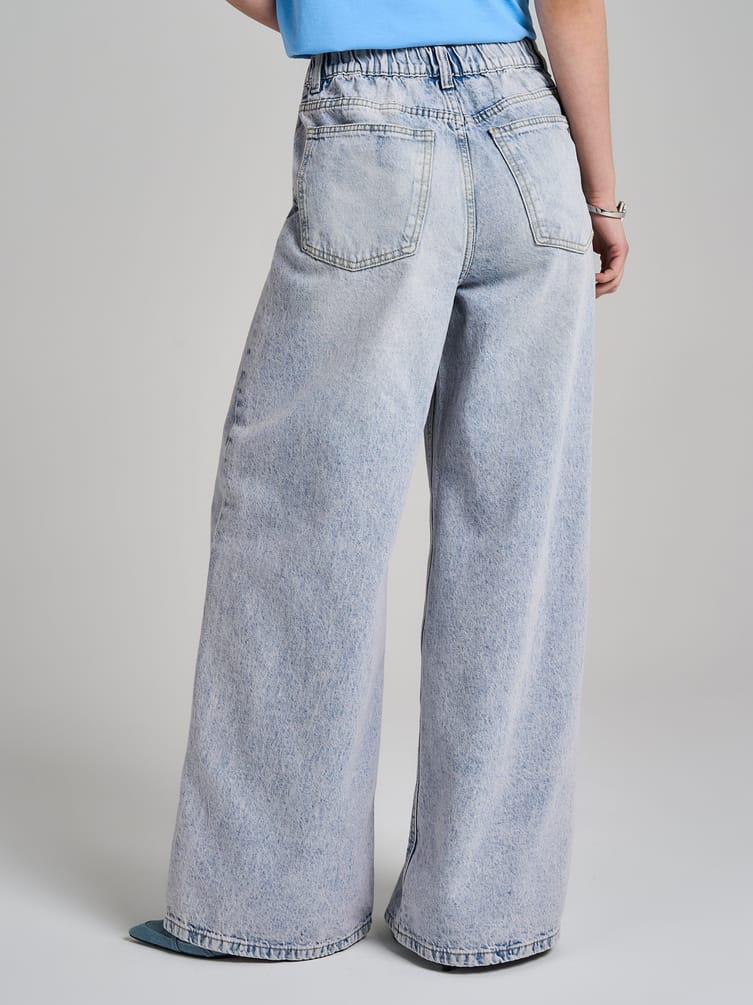 Джинсы широкие на резинке