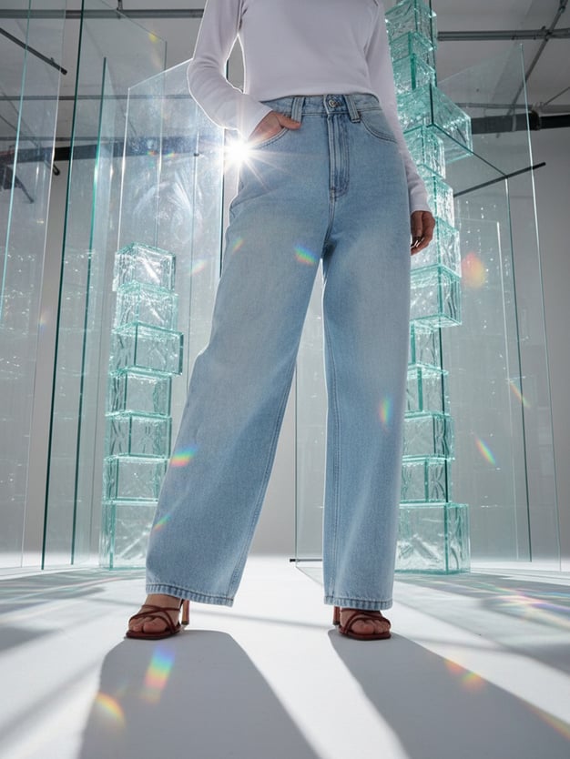 Джинсы багги широкие с вареным эффектом