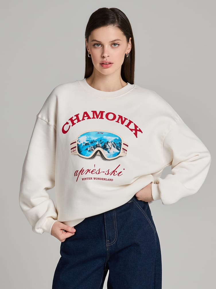 Утепленный свитшот с принтом и начёсом