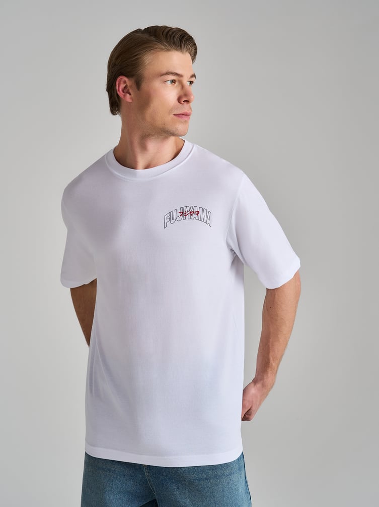 Футболка из хлопка с принтом на спине