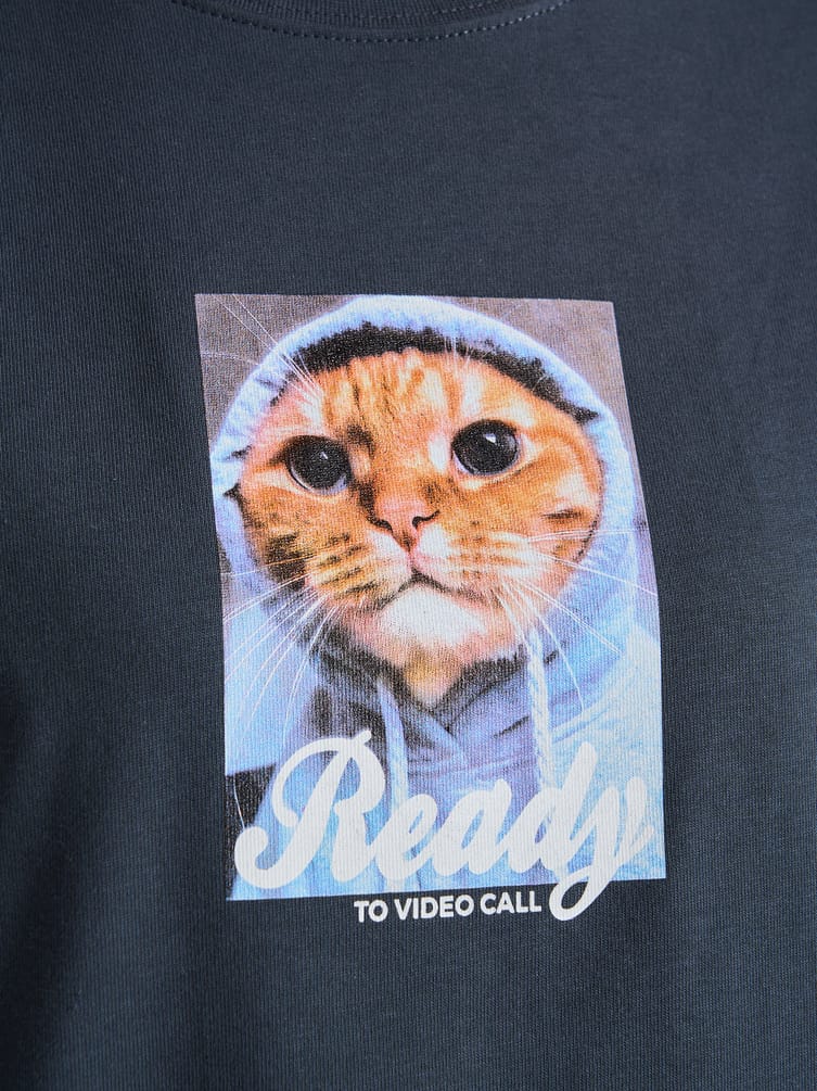 Футболка оверсайз с принтом котика