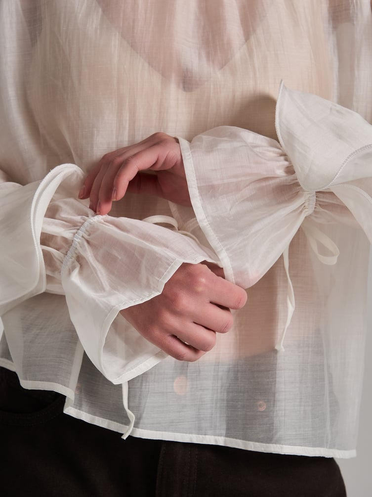 Блузка прозрачная с воланами