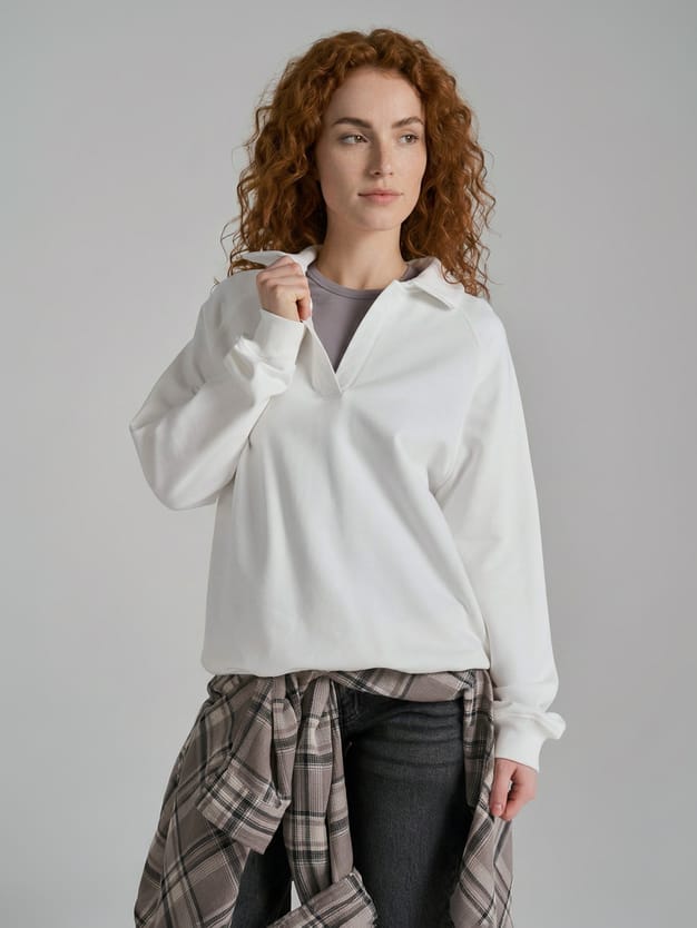 Свитшот-поло без начеса