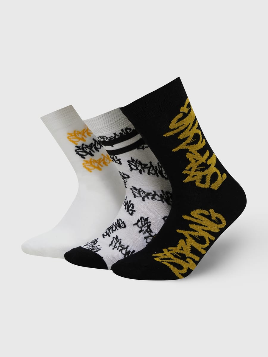 Набор высоких носков с принтом граффити - 3 пары