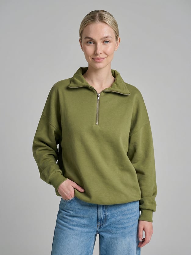 Свитшот без начеса с высоким горлом