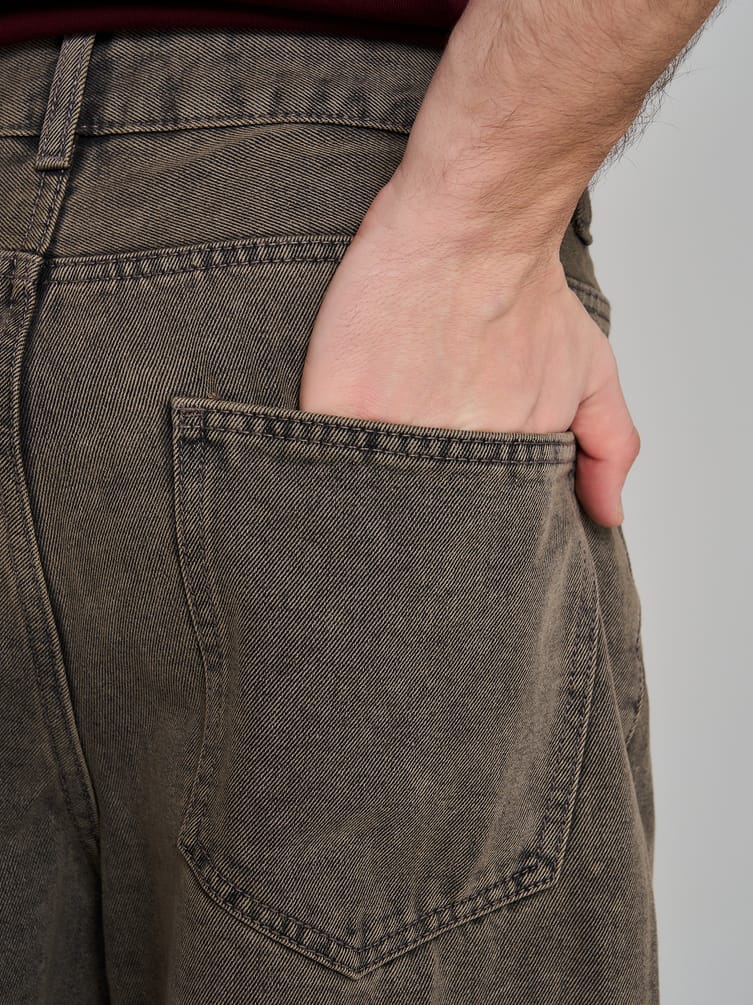 Джинсы багги широкие с вареный эффектом