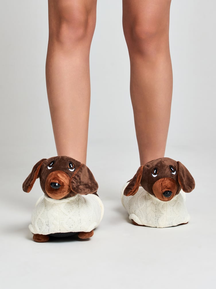 Плюшевые тапки игрушки в виде такс