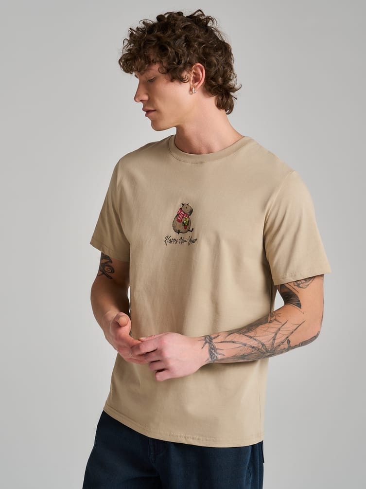 Футболка из хлопка с новогодним принтом