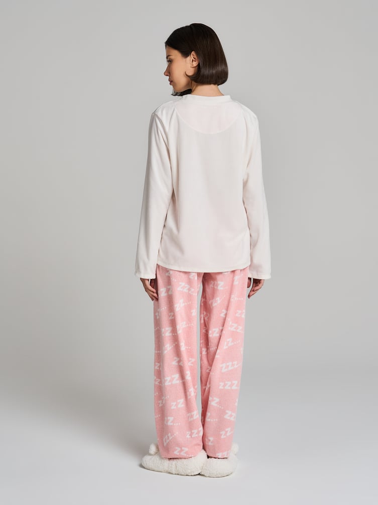 Пижама теплая с нашивкой панды и брюками