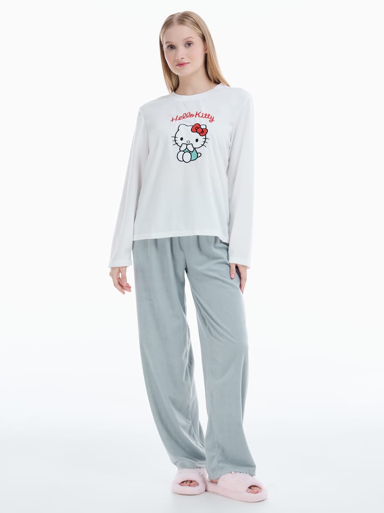 Плюшевая пижама с вышивкой Hello Kitty