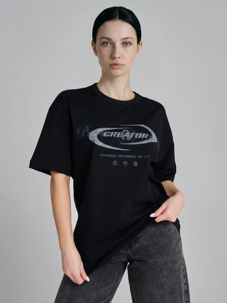 Футболка оверсайз с вареным эффектом надписью