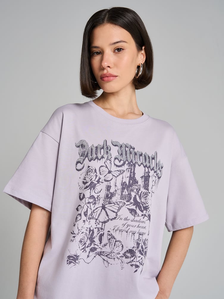 Хлопковая футболка с принтом цветов