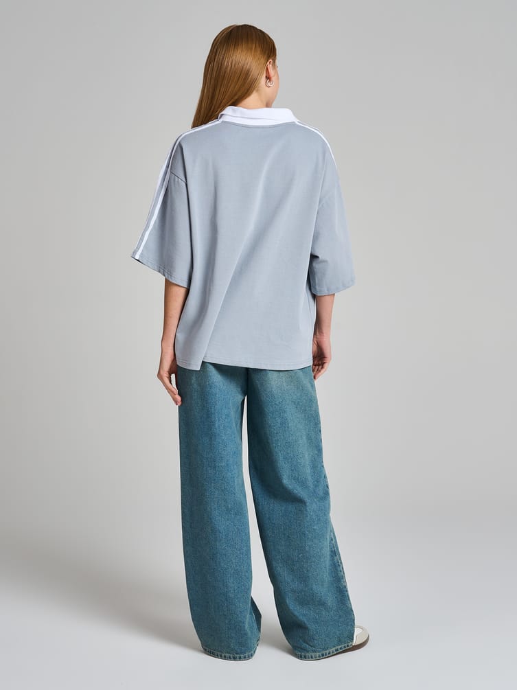 Футболка-поло оверсайз с надписью