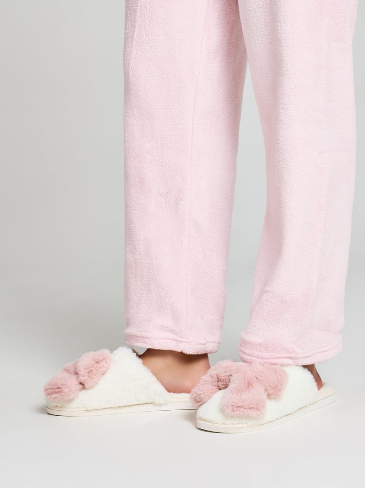 Тапочки домашние плюшевые бантики