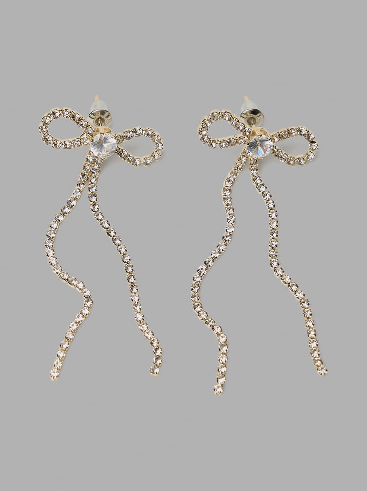 Серьги банты со стразами