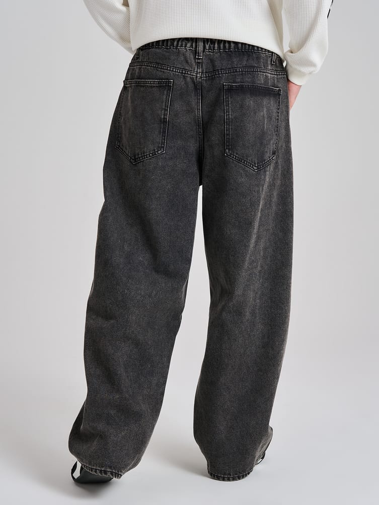 Джинсы широкие на резинке