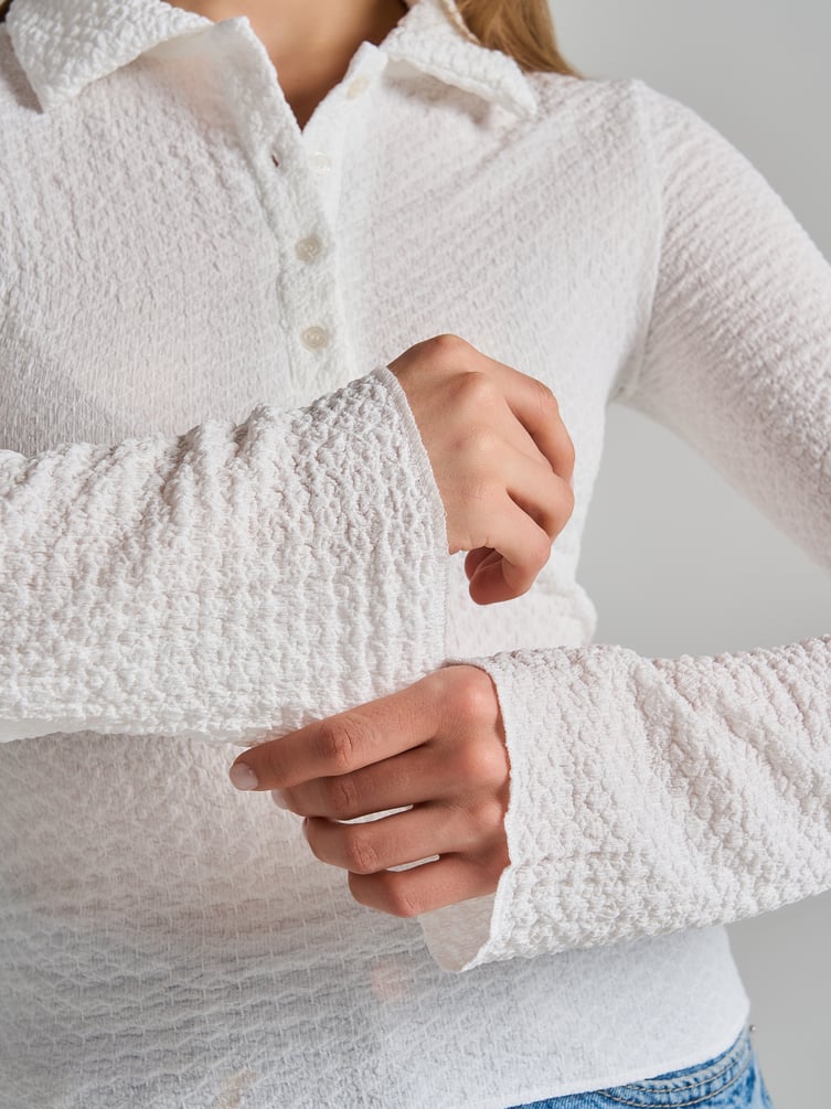 Поло с длинным рукавом их жатого материала