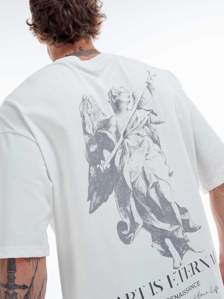 Хлопковая футболка с принтом на спине