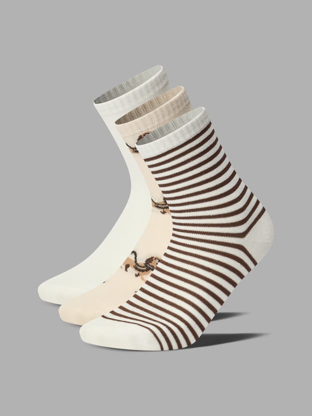 Носки - 3 пары в полоску и с принтом