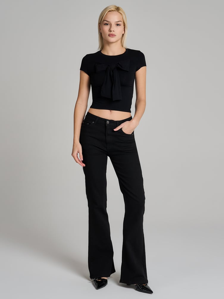 Футболка облегающая с бантом