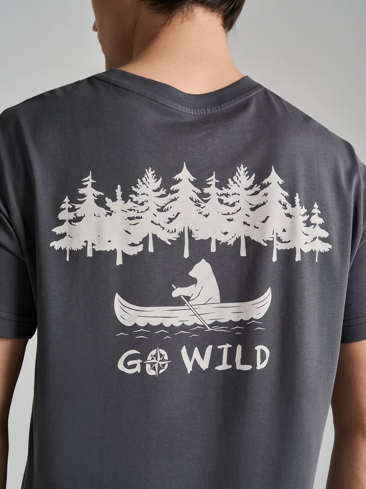 Футболка хлопковая с принтом на спине