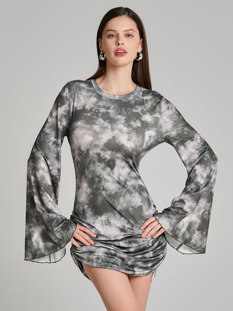 Платье лапша с завязками и драпировкой