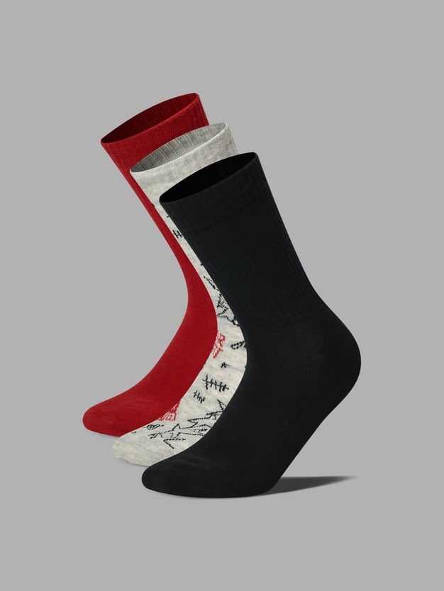 Носки - 3 пары высокие с принтом