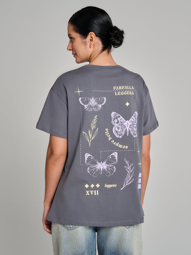 Футболка с принтом бабочек на спине