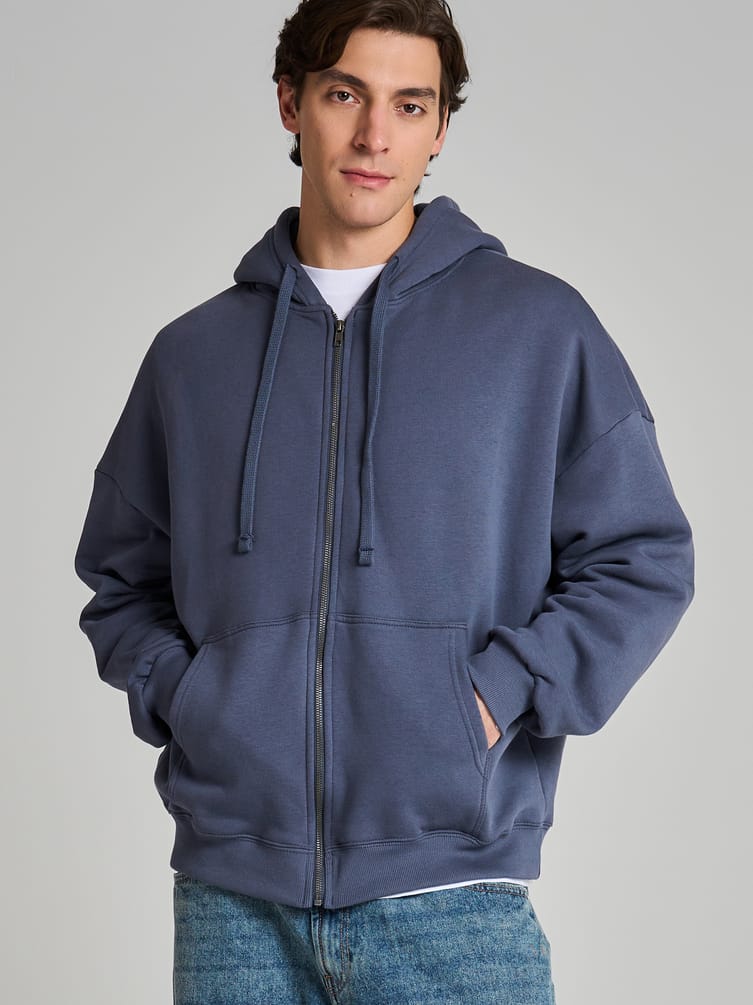 Зип худи оверсайз с начесом на молнии