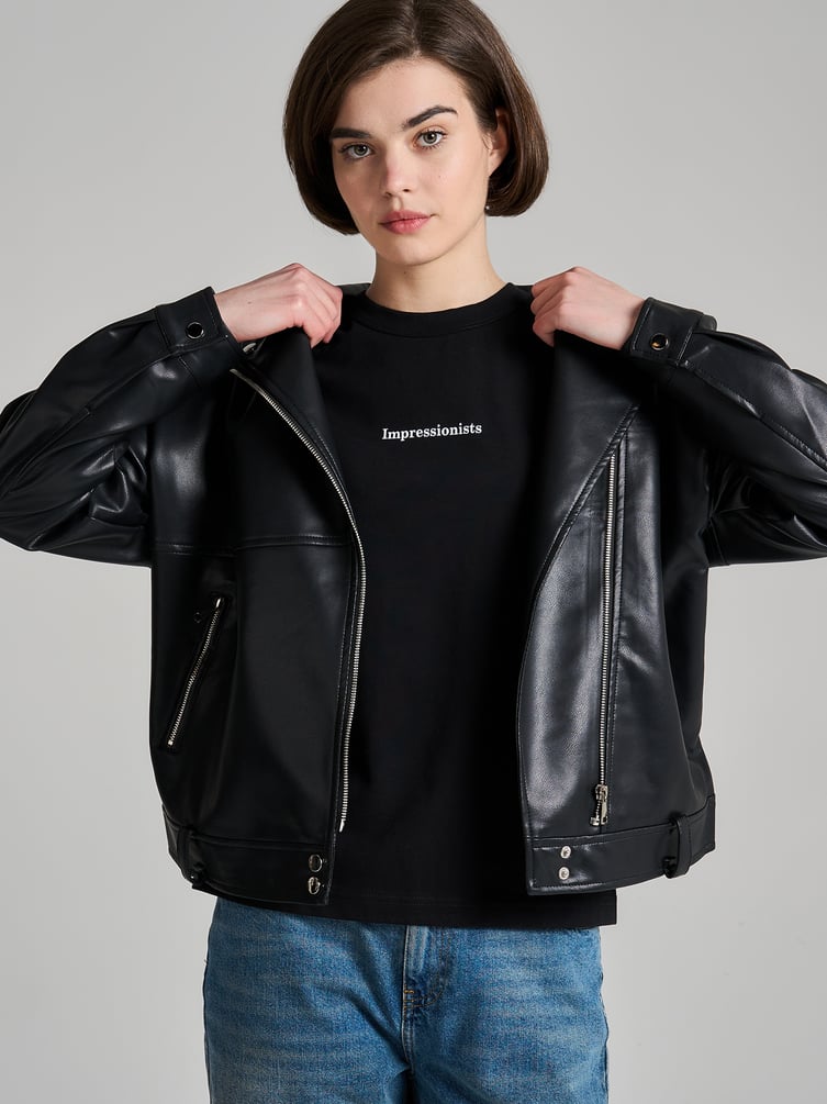 Футболка из хлопка с принтом на спине