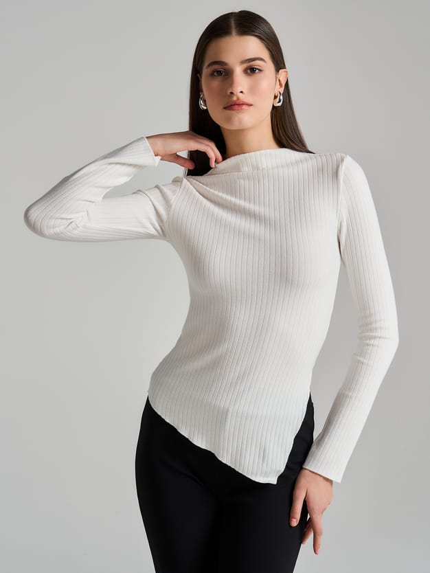 Лонгслив асимметричный в рубчик