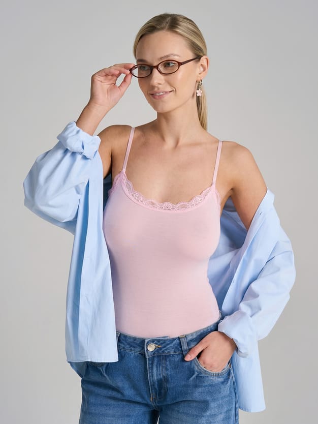 Боди-майка с кружевом