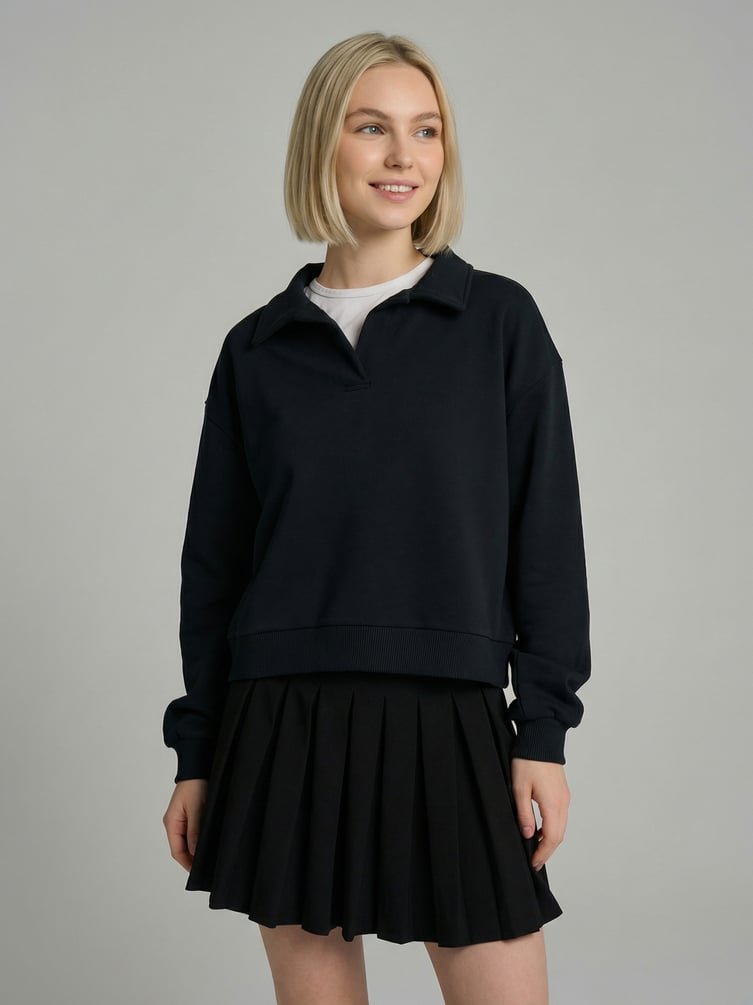 Свитшот без начеса с воротничном