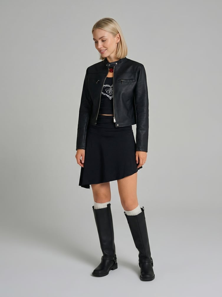 Мини юбка асимметричная с широким поясом