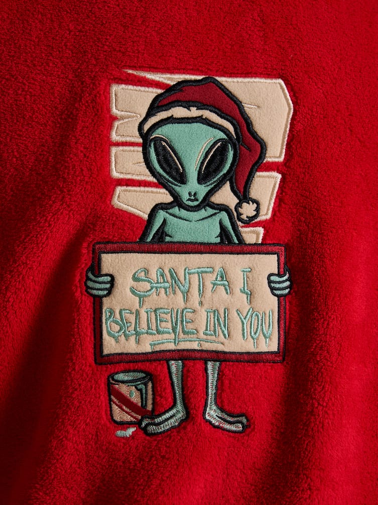 Новогодняя плюшевая пижама с вышивкой