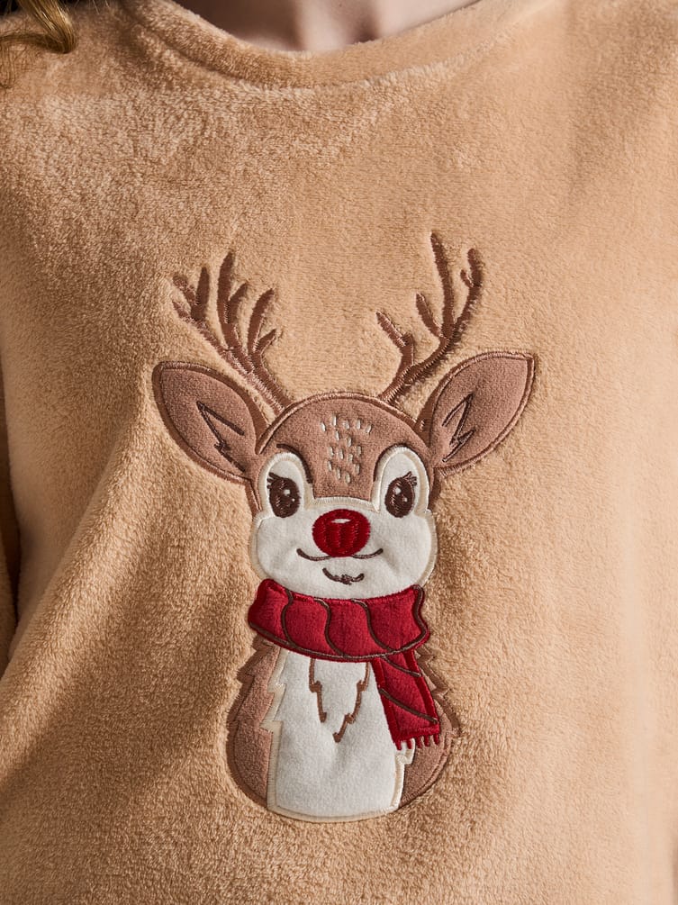 Пижама теплая новогодняя с оленем