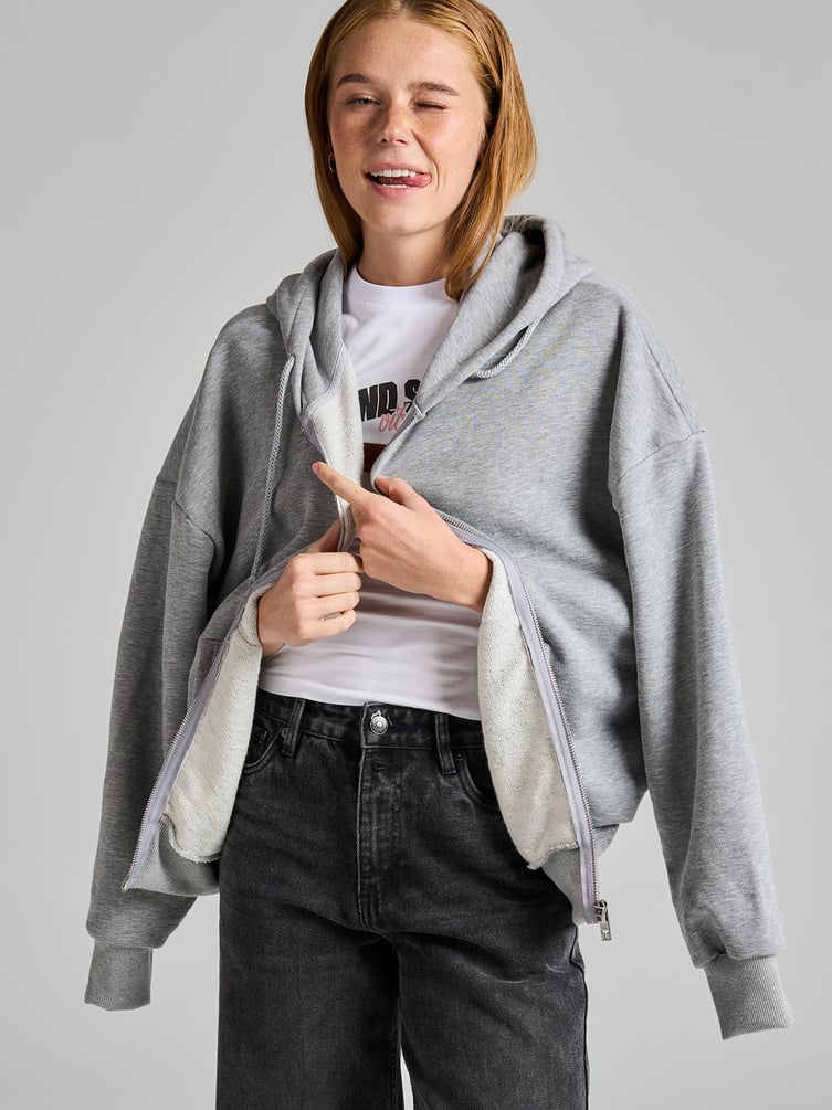 Зип худи оверсайз со стразами на спине