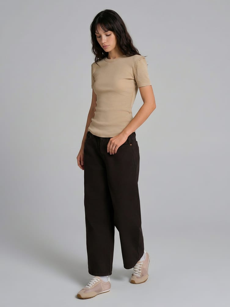 Джинсы широкие укороченные