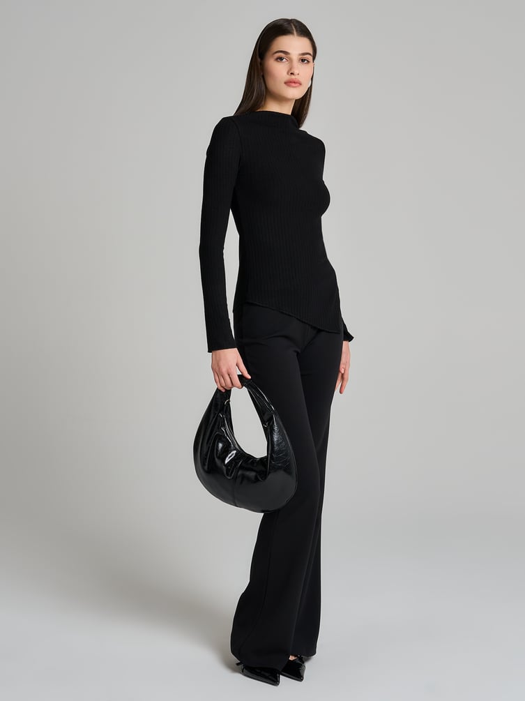 Лонгслив асимметричный в рубчик