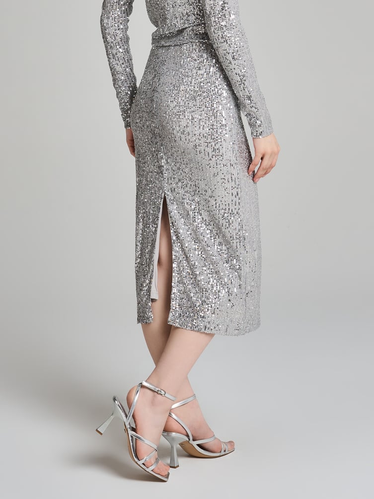 Юбка длинная нарядная с пайетками