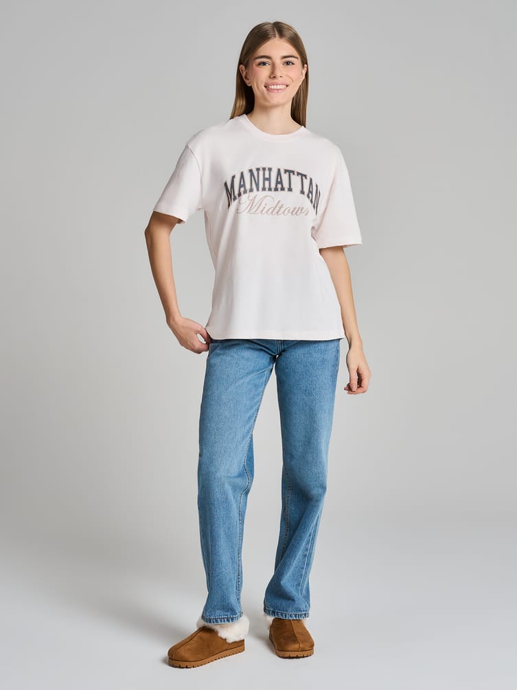 Хлопковая футболка оверсайз с надписью