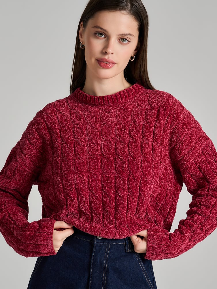 Джемпер трикотажный с косами